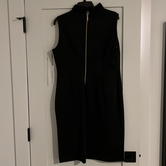 NWT Calvin Klein black scuba dress with ruffle collar, size 14 - Picture 4 of 4